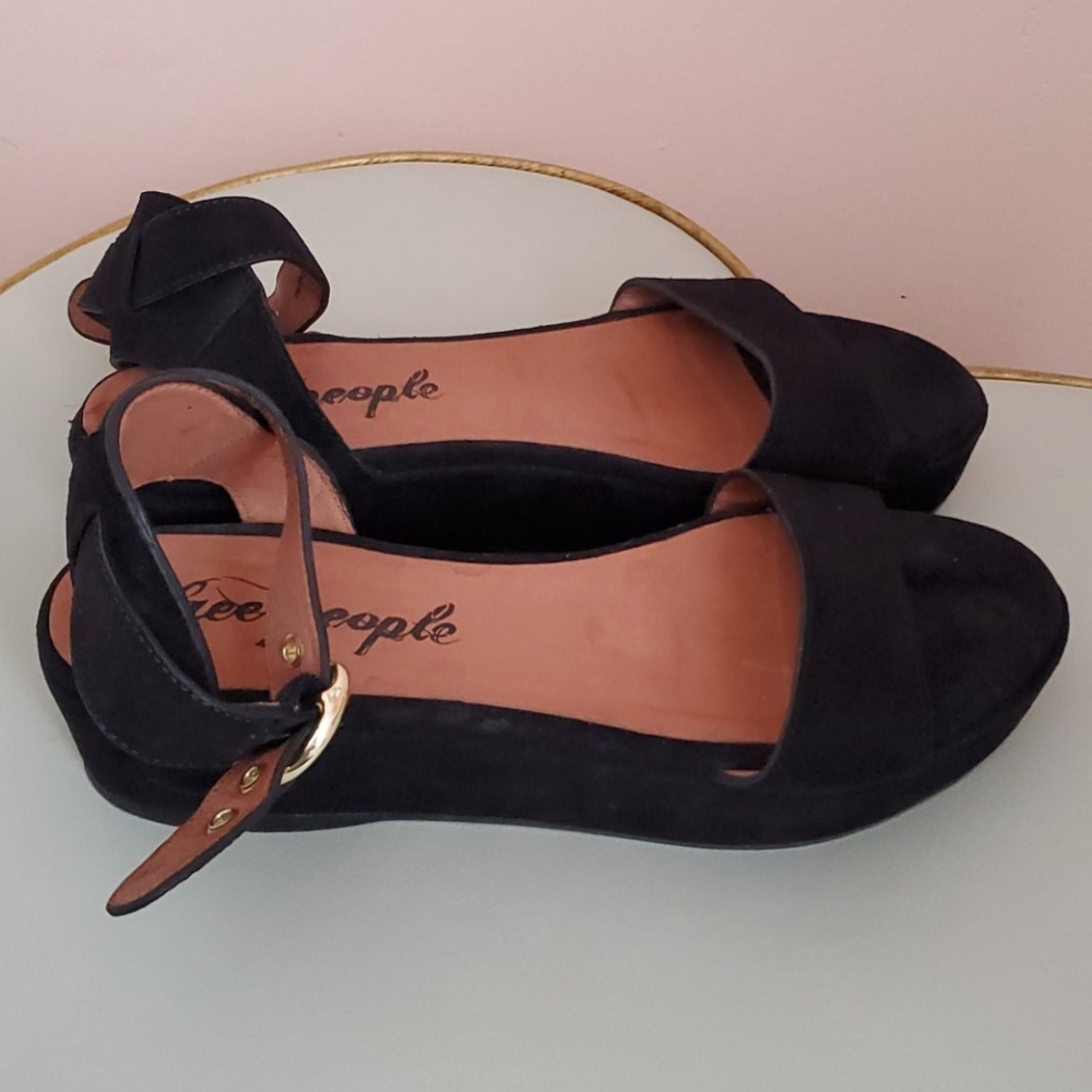 Free People Black Platform Ankle-Strap Sandals - Picture 5 of 8